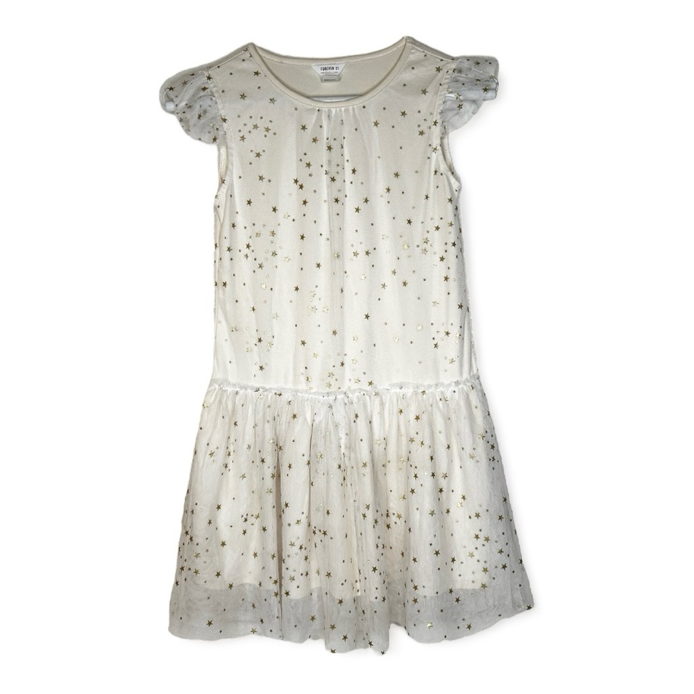 Girls Formal White with Gold Stars Dress